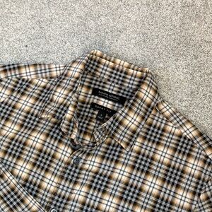 Banana Republic Men’s Grant Fit Button Down Long Sleeve Shirt Brown/Tan/Blk Sz S